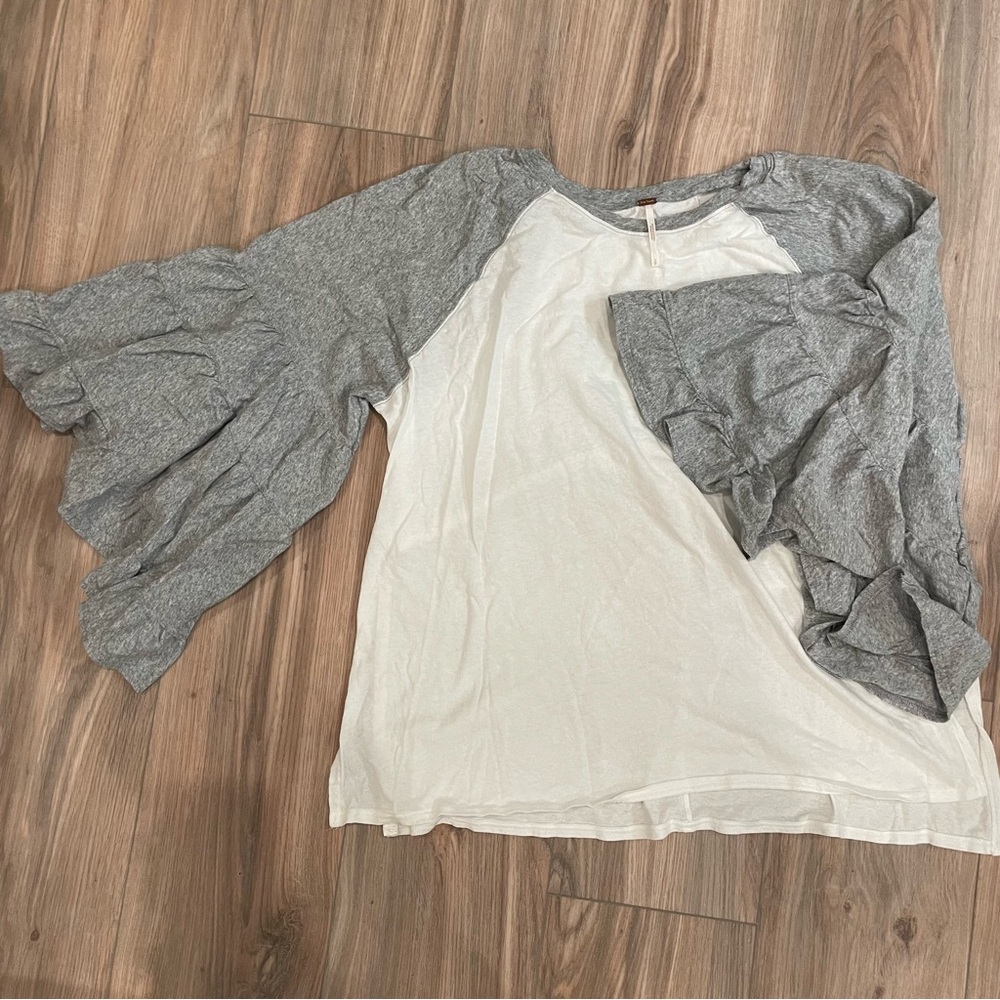 Free people bell sleeve baseball tee with slitted sides